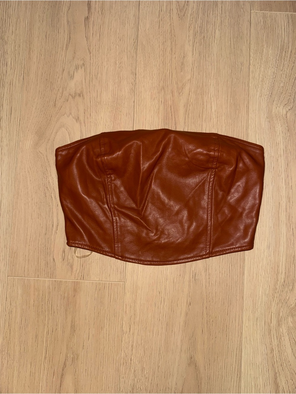 PACSUN Kendall & Kylie Faux Leather Strapless Bandeau Top